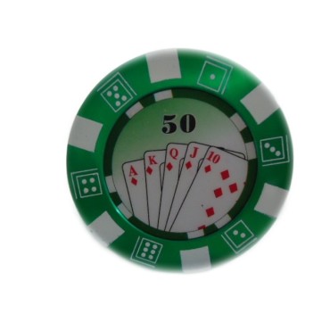 DICHAVADOR DE METAL FICHA DE POKER VERDE 5cm