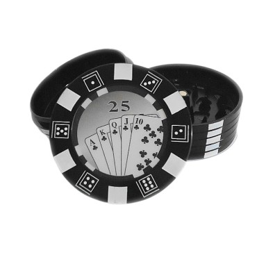 DICHAVADOR DE METAL FICHA DE POKER PRETO 5cm