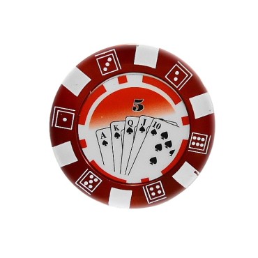 DICHAVADOR DE METAL FICHA DE POKER VERMELHO 5cm