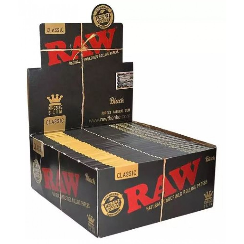 SEDA RAW BLACK CLASSIC SLIM KING SIZE caixa com 50 livretos