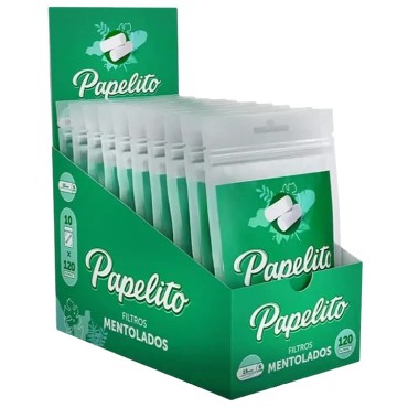 FILTRO PARA CIGARRO PAPELITO MENTA 6mm Caixa com 10 pacotes