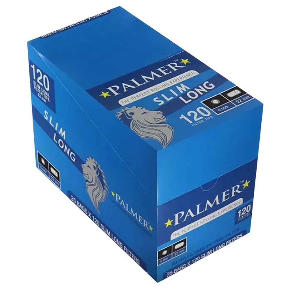 FILTRO PARA CIGARRO PALMER SLIM LONGO 6mm caixa com 25 pacotes