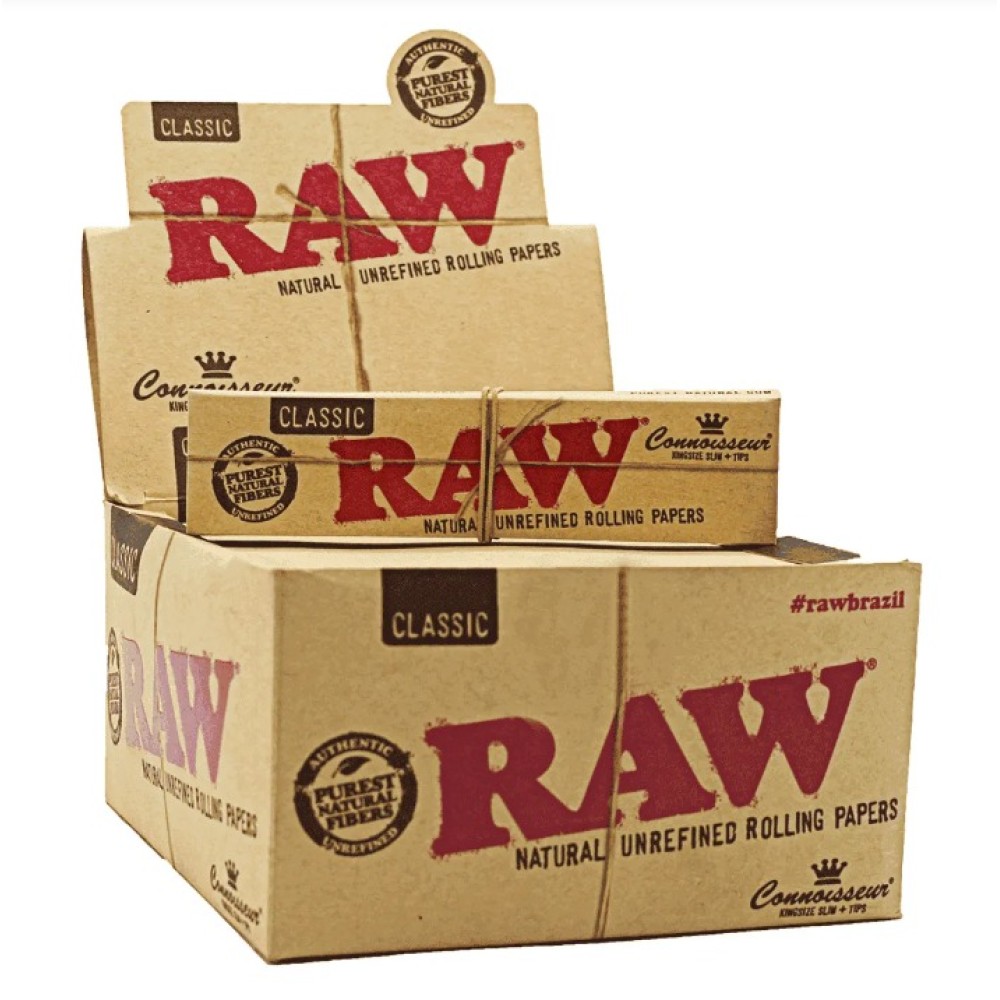 SEDA RAW CONNOISSEUR CLASSIC KING SIZE COM PITEIRA caixa com 24 livretos