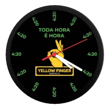 RELOGIO DE PAREDE YELLOW FINGER 4:20 PRETO