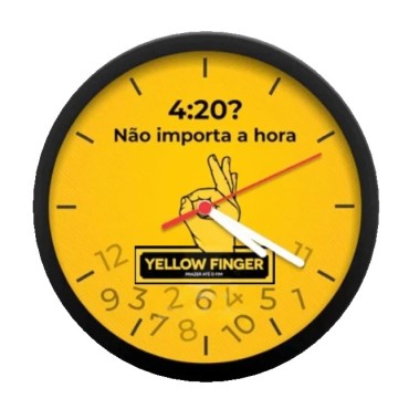 RELOGIO DE PAREDE YELLOW FINGER 4:20 AMARELO