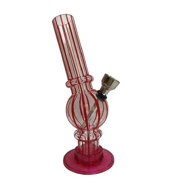 BONG ACRILICO TRANSPARENTE / VERMELHO MOD 2 - 15 cm