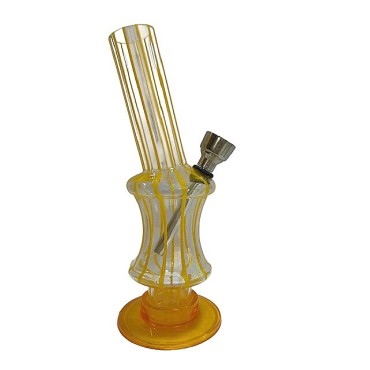 BONG ACRILICO TRANSPARENTE / AMARELO MOD 1 - 15 cm