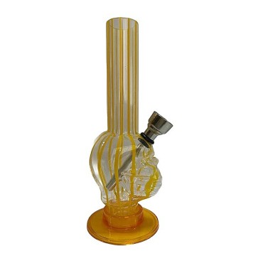 BONG ACRILICO TRANSPARENTE / AMARELO CAVEIRA - 15 cm