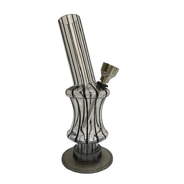 BONG ACRILICO TRANSPARENTE / PRETO MOD 1 - 15 cm