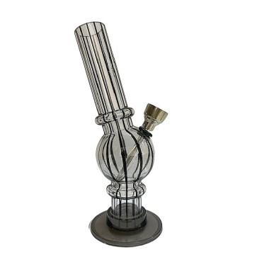 BONG ACRILICO TRANSPARENTE / PRETO MOD 2 - 15 cm