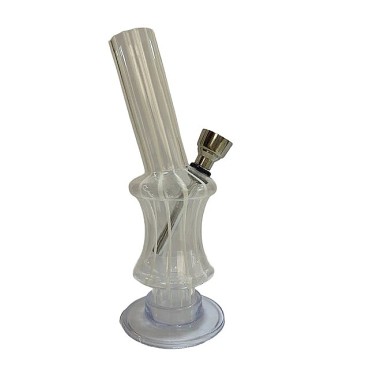 BONG ACRILICO TRANSPARENTE / BRANCO MOD 1 - 15 cm