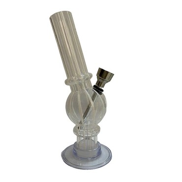 BONG ACRILICO TRANSPARENTE / BRANCO MOD 2 - 15 cm