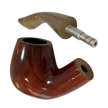 CACHIMBO BERTOLDI ELITE CURVO com piteira de chifre codigo E-09