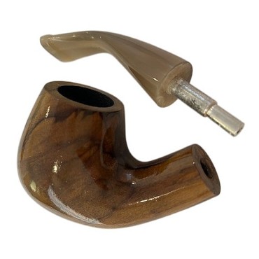 CACHIMBO BERTOLDI ELITE CURVO com piteira de chifre codigo E-12