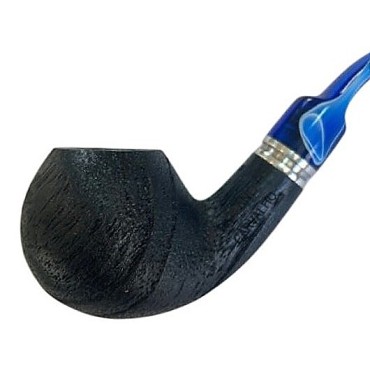 CACHIMBO DE CARVALHO BAZZANELLI PRETO CURVO PITEIRA AZUL B-108