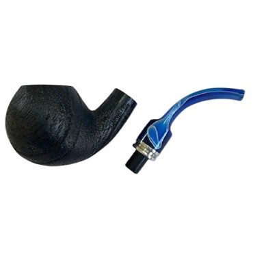 CACHIMBO DE CARVALHO BAZZANELLI PRETO CURVO PITEIRA AZUL B-108