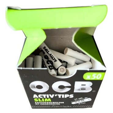 FILTRO DE CARVÃO ATIVADO OCB SLIM ACTIV 7mm caixa com 50 filtros