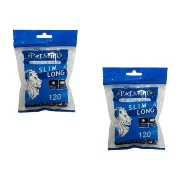 KIT 2 FILTROS PARA CIGARRO PALMER SLIM LONGO 6mm pacote com 120 filtros cada
