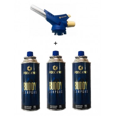 KIT MAÇARICO VOLCANO M4 CULINÁRIO (Profissional) + 3 REFIS DE GAS VOLCANO BUDDY 227gr